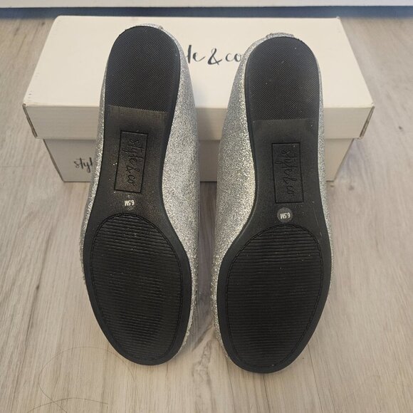 Style & Co Silver Flats Ballet Slip On Shoes Embellished Women’s Sz 6.5 M - Picture 7 of 10